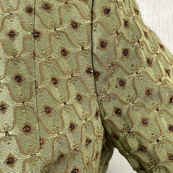 Anthropologie Comma green sparkle standing collar embroidered jacket blazer. - Picture 5 of 6